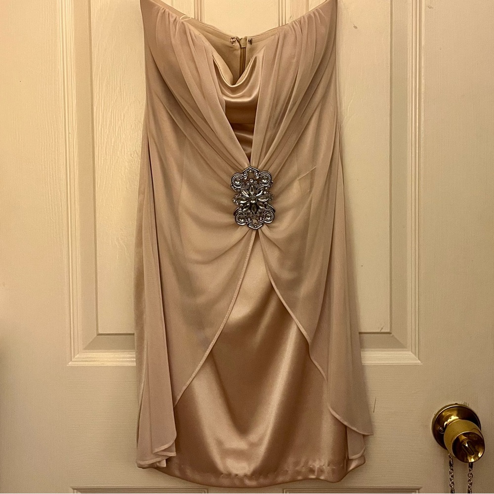 JUMP APPAREL Strapless Rhinestone Silky Knit Party Dress 3/4 NWOT $79 Dillards